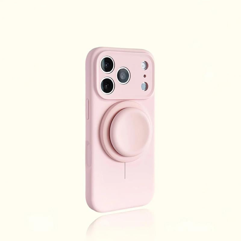 AI撮影ボタン付き マグネットスタンド内蔵シリコンケース|iPhone 12〜iPhone 18 Pro Max対応