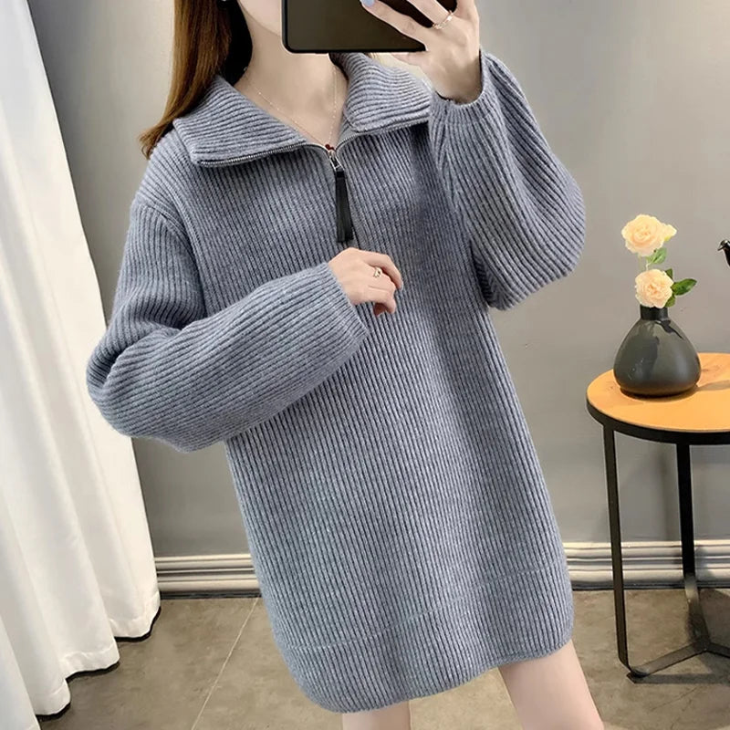 カシミヤハーフジップニット
