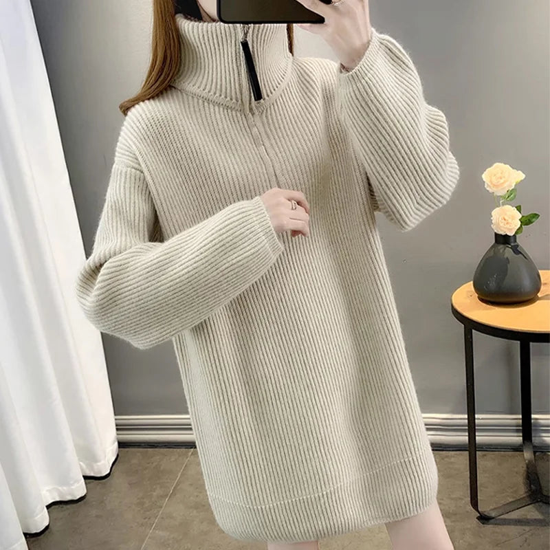 カシミヤハーフジップニット