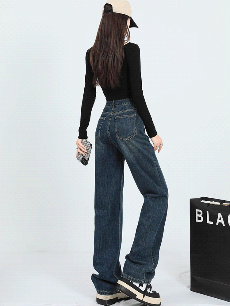 ハイウエストデニムワイドパンツ