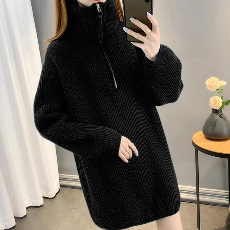 カシミヤハーフジップニット