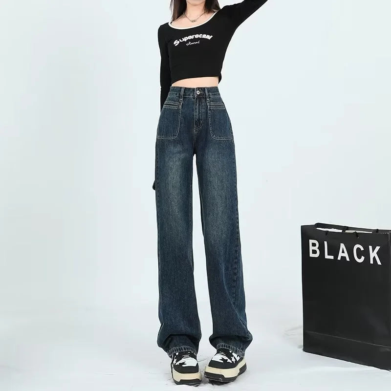 ハイウエストデニムワイドパンツ