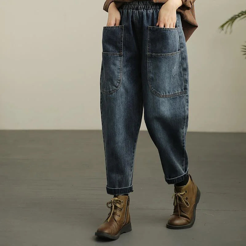 デニムサルエルパンツ 1日に数万本売れる大ヒットのジーンズ、ゆるっと可愛い、履くだけで-5kg見える、ストレスフリー
