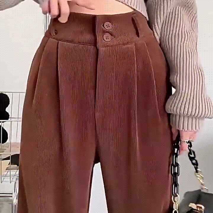 秋冬レディース裏起毛ワイドパンツ