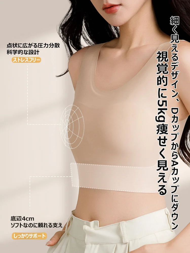 業界トップブランドの伝説デザイナー、その最新作がついに解禁! 大きな胸を小さく見せるスリム効果、副乳抑制、垂れ防止シームレス背心型インナー