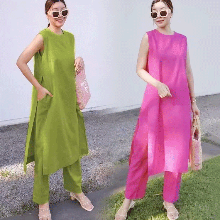 綿麻ワンピース+パンツ