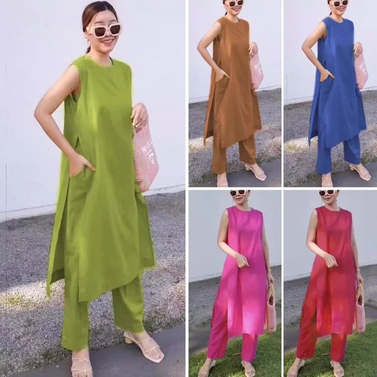 綿麻ワンピース+パンツ