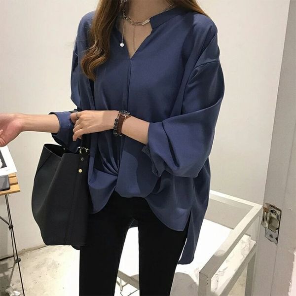 シフォンシャツ 2セットで5900円 トップス 前結び風 ノーカラー 春夏 レディース オン オフ おしゃれ