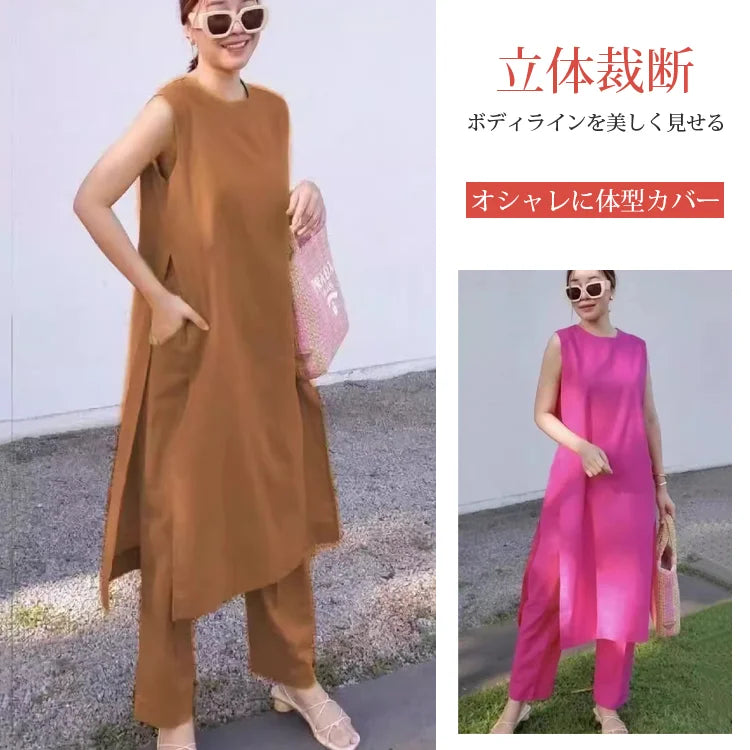 綿麻ワンピース+パンツ