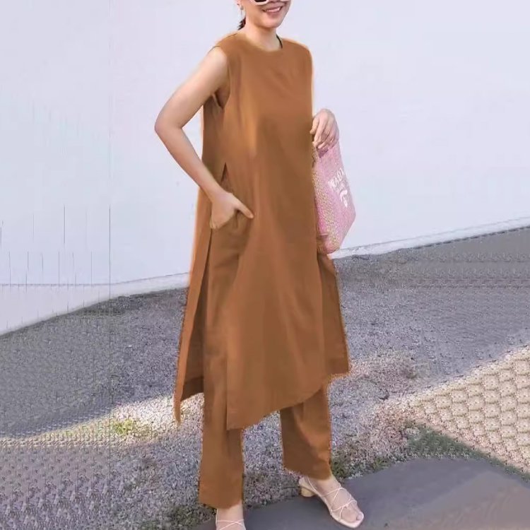 綿麻ワンピース+パンツ