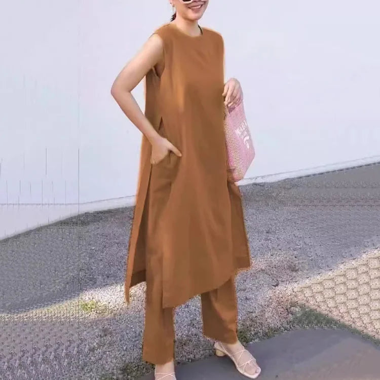 綿麻ワンピース+パンツ
