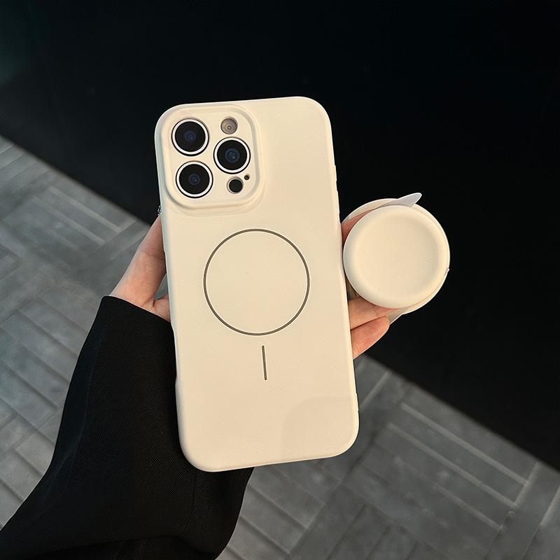 AI撮影ボタン付き マグネットスタンド内蔵シリコンケース｜iPhone 12〜iPhone 18 Pro Max対応