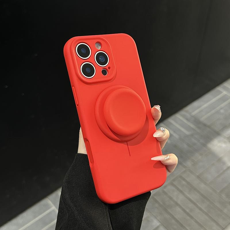 AI撮影ボタン付き マグネットスタンド内蔵シリコンケース｜iPhone 12〜iPhone 18 Pro Max対応