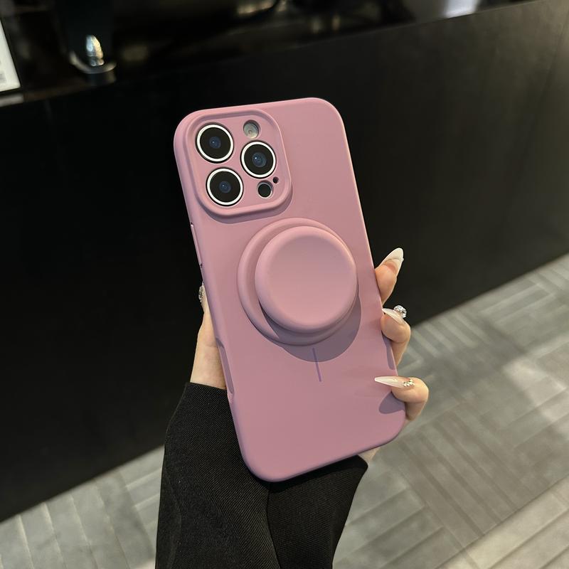 AI撮影ボタン付き マグネットスタンド内蔵シリコンケース｜iPhone 12〜iPhone 18 Pro Max対応
