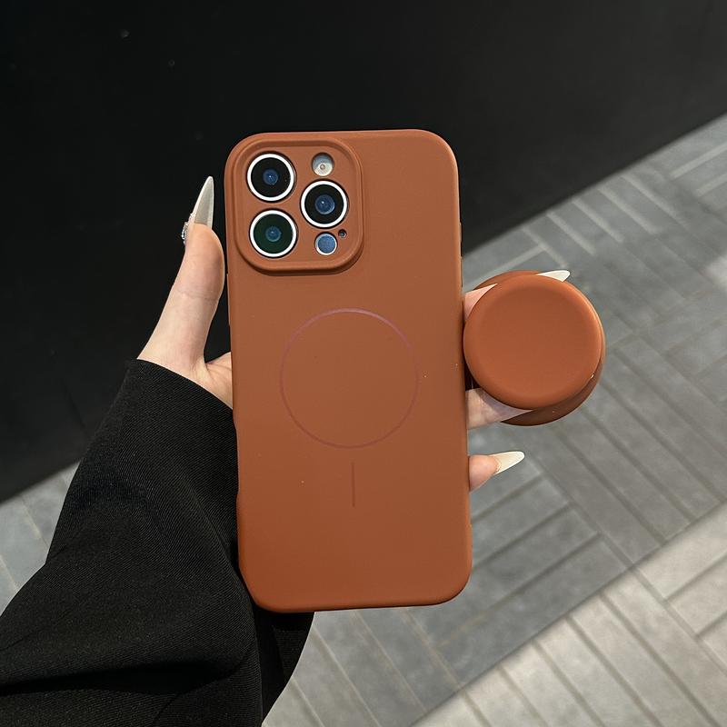 AI撮影ボタン付き マグネットスタンド内蔵シリコンケース｜iPhone 12〜iPhone 18 Pro Max対応