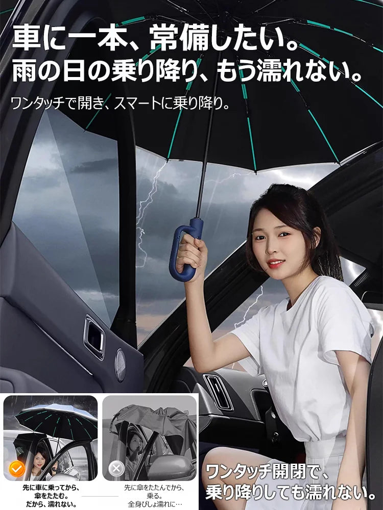 カラビナフック折りたたみ傘 自動開閉 晴雨兼用傘