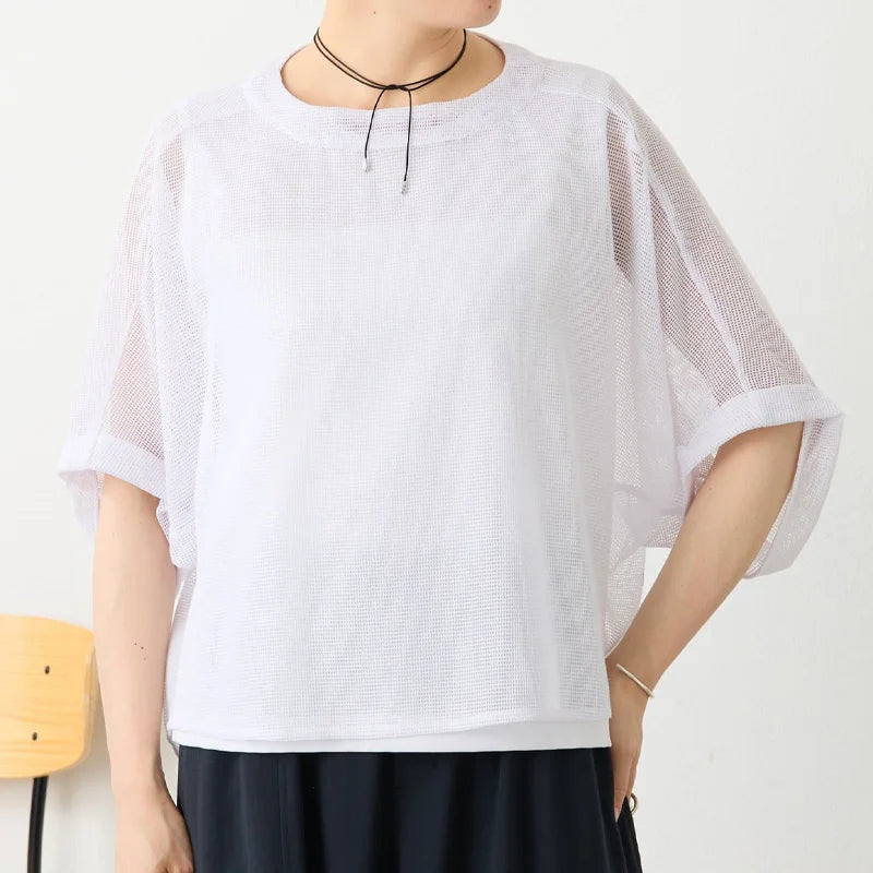 レディースUVカット メッシュプルオーバー