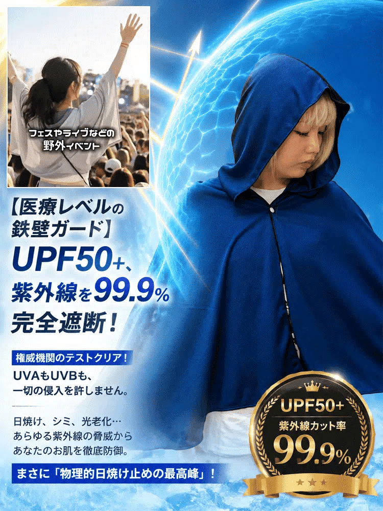 ひんやり速乾UVカット冷感ポンチョ
