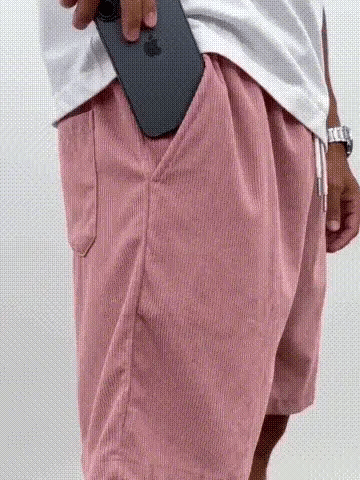 無地コーデュロイストライプメンズショートパンツ