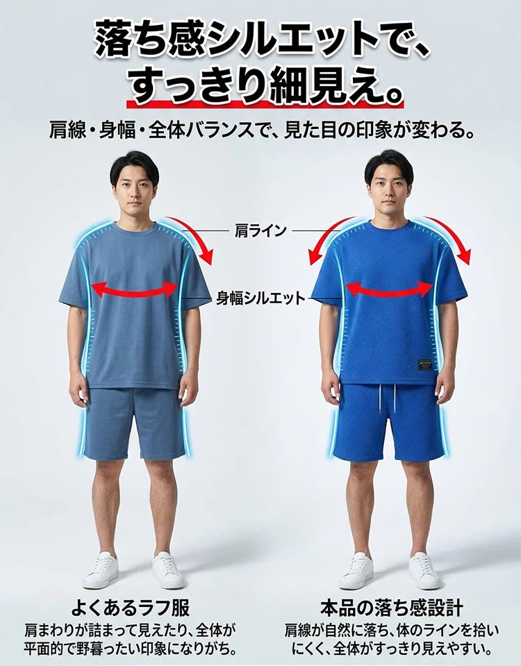 幾何学柄ジャカード半袖セットアップ