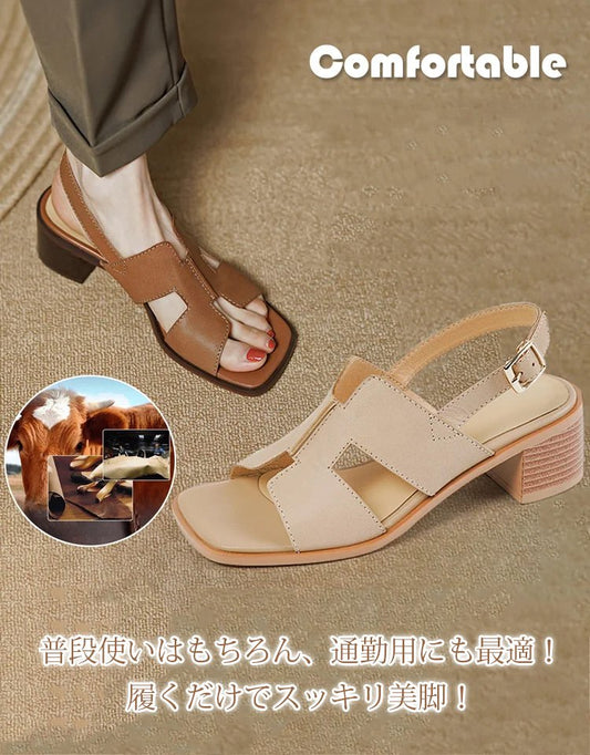 チャンキーヒールサンダル