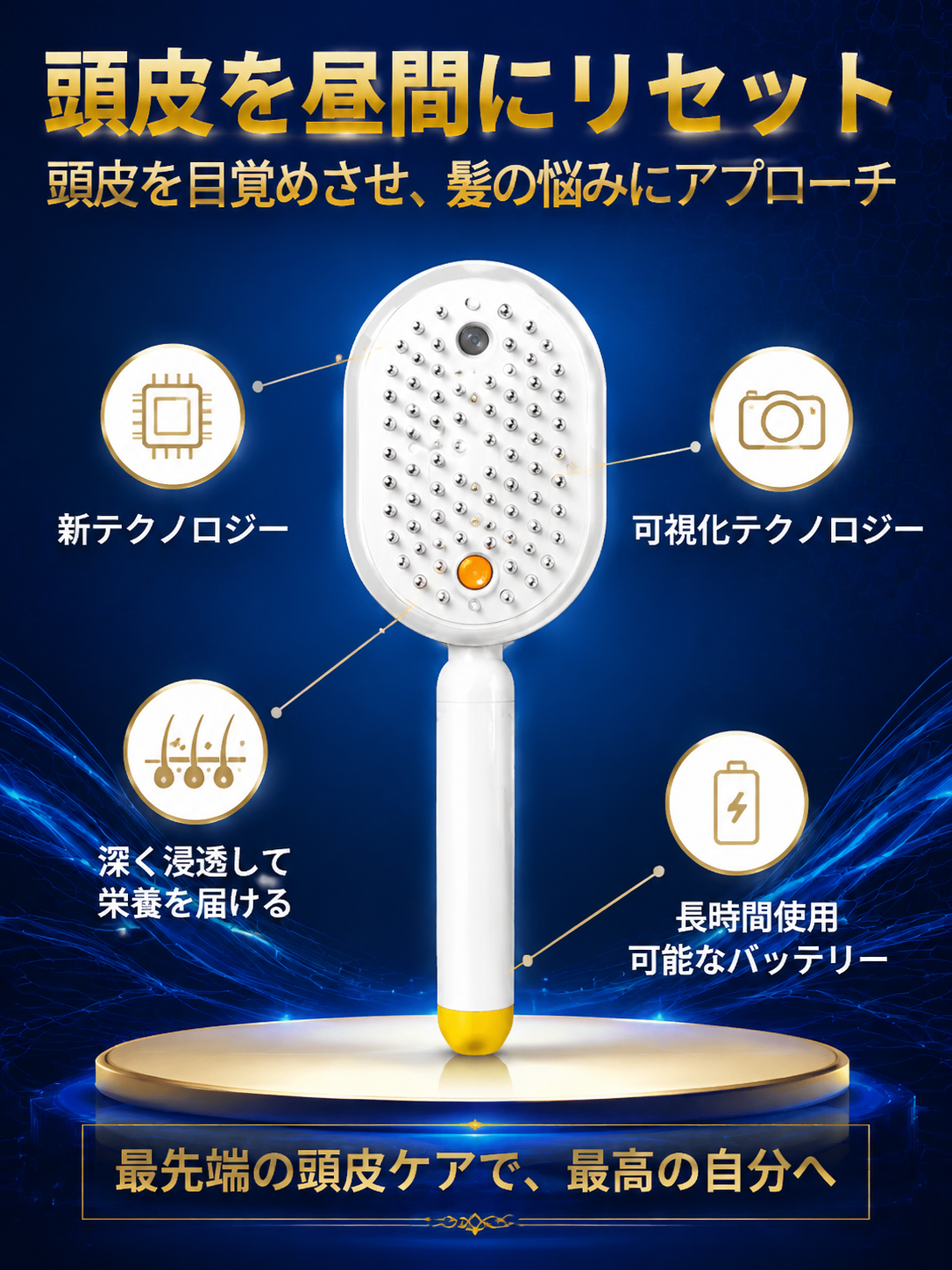 洗い流さないエッセンシャルオイルヘアケアレッドライトコーム