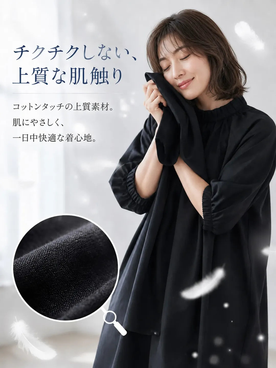 【無地スタンドカラー 上品Aラインミモレ丈ワンピース】