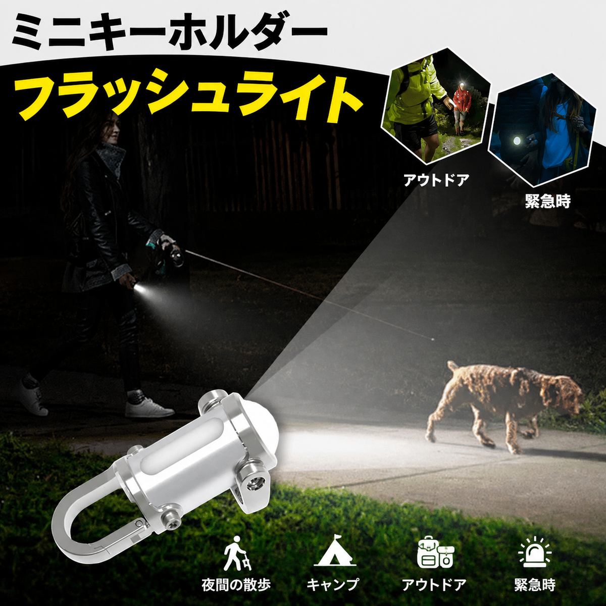 # 1200ルーメン 超高輝度ミニキーチェーン懐中電灯・防水
