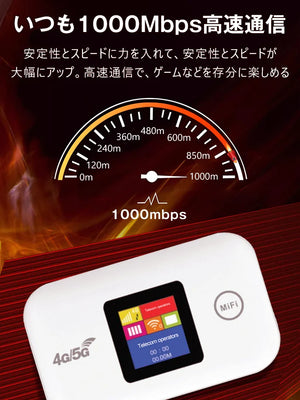 モバイルWi-Fi ——契約不要！月額費用なし！5G高速ネットワーク、1000Mbps、10台のデバイスの同時接続に対応! 電気があればWifiがある。5G通信で、信号が抜群！USBケーブルで、パソコンと接続可能。限時セール開催中！ 50%OFFは後最後の1時間！