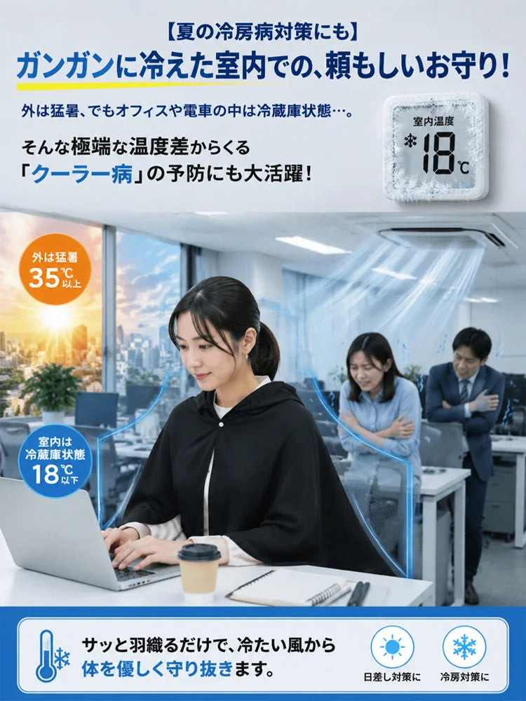 ひんやり速乾UVカット冷感ポンチョ