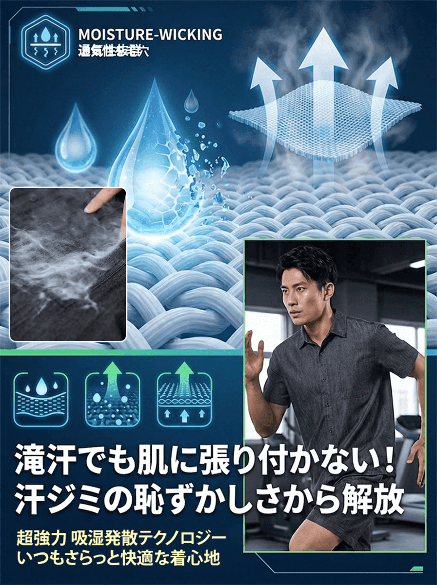 【岡山児島】アイスシルク冷感リネンシャツセットアップ