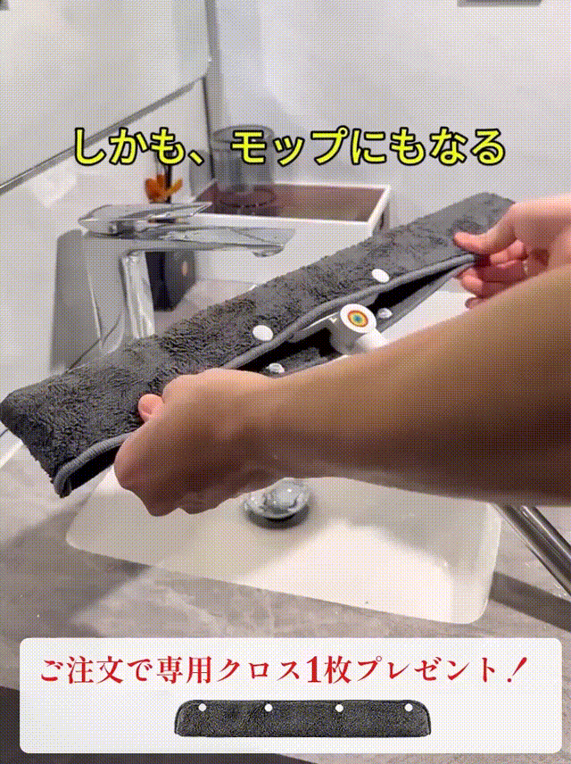 【替えヘッド付き】水切り対応多機能ゴムほうき+990円で収納袋5個プレゼント！