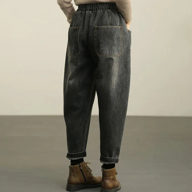 デニムサルエルパンツ 1日に数万本売れる大ヒットのジーンズ、ゆるっと可愛い、履くだけで-5kg見える、ストレスフリー