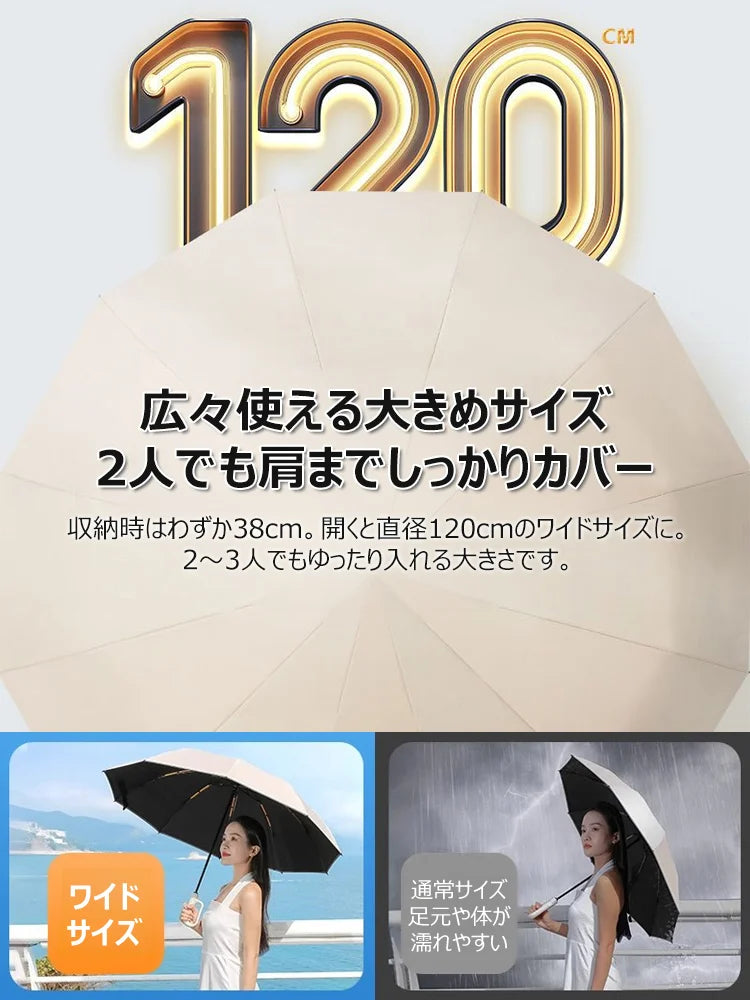 カラビナフック折りたたみ傘 自動開閉 晴雨兼用傘