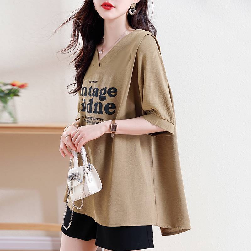 韓国風ゆったりアルファベットTシャツは、ファッション組み合わせやすい、チベット肉は痩せて見え、快適で通気性が良く、ボールが立たず色あせず、超着やすい！